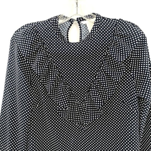 H&M Women's 2 B&W Polka Dot Ruffled B&W Top - Picture 2 of 11